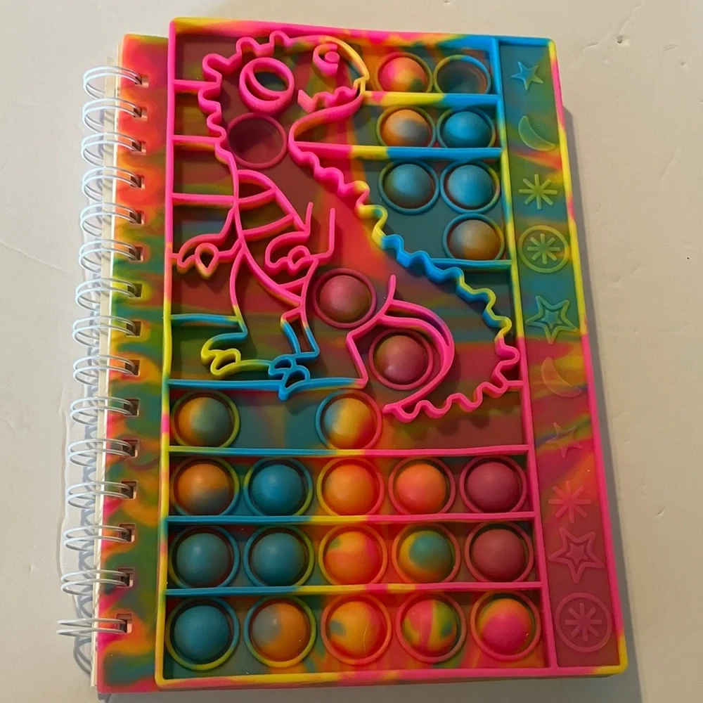 Colorful Dinosaur Pop-It‎ and Charm Notebook Set 5x8